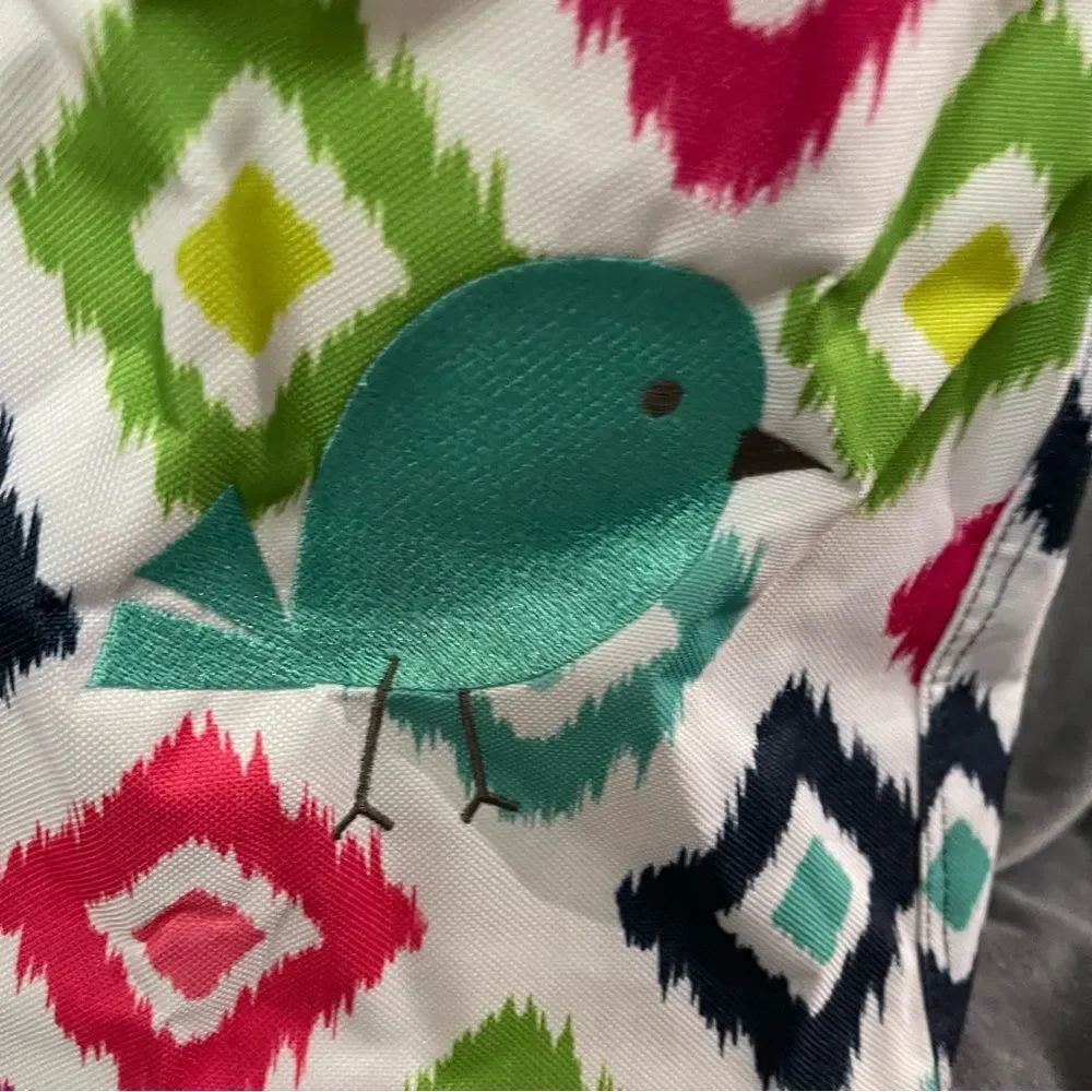 Thirty-one Mini Storage Bin in Candy Corners with Bird Design in Teal